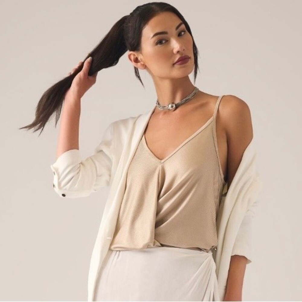 Anthropologie Porridge Shine Gold Wrap Tank Size M